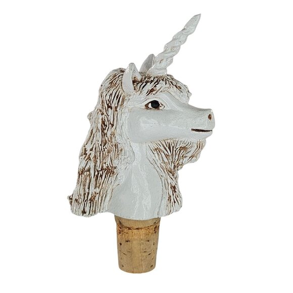 Vintage Steve Tunturi Hand Carved Wood Unicorn Bottle Stopper Cork 1987 - Picture 1 of 6